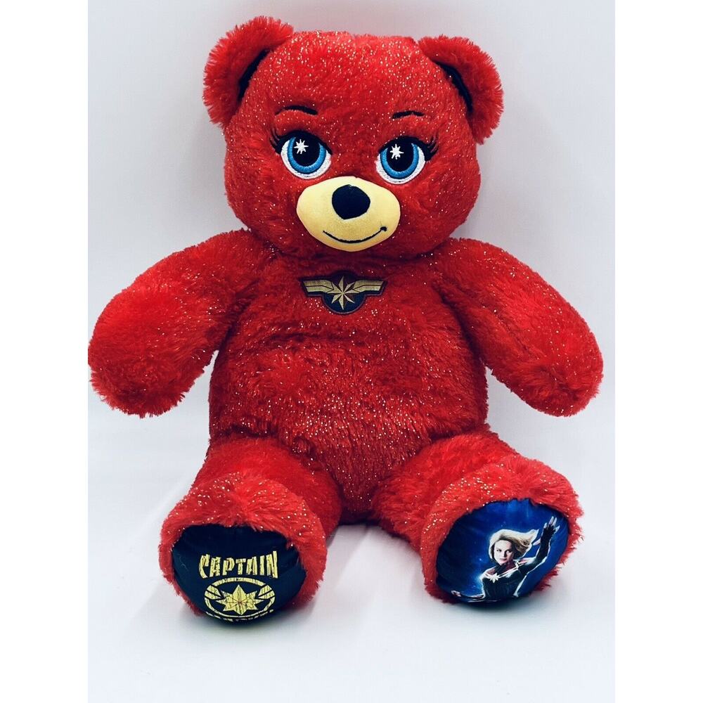 CAPTAIN MARVEL Build A Bear Plush Bear Red Sparkles 16" BABW